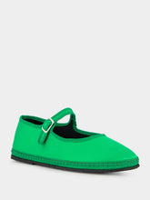 Piedaterre Green Mary Jane Satin Flats