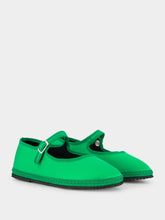 Piedaterre Green Mary Jane Satin Flats