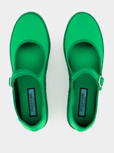 Piedaterre Green Mary Jane Satin Flats