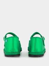 Piedaterre Green Mary Jane Satin Flats