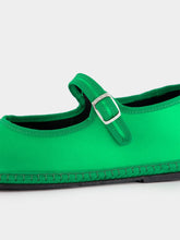Piedaterre Green Mary Jane Satin Flats