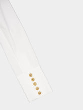 Balmain White Cropped Cotton Blouse with Lingerie Cut