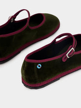 Piedaterre Loden Velvet Mary Jane Flats