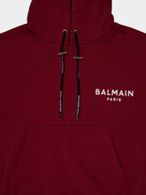 Balmain Flocked-Logo Cropped Hoodie