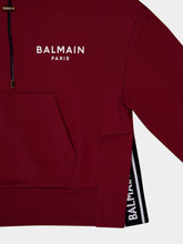 Balmain Flocked-Logo Cropped Hoodie