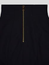 Balmain Black High-Waist Wool Skirt with Gold Buttons