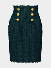 Balmain Button-Detail Tweed Pencil Skirt