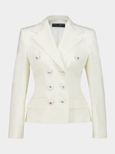 Dolce & Gabbana White Double-Breasted Twill Blazer