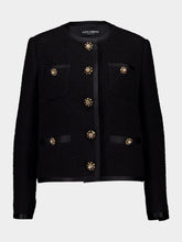Black Cropped Single-Breasted Bouclé Tweed Jacket