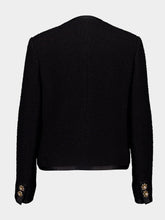 Black Cropped Single-Breasted Bouclé Tweed Jacket