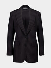 Dolce & Gabbana Black Single-Breasted Pinstripe Wool Jacket