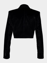 Dolce & Gabbana Black Cropped Double-Breasted Velvet Tuxedo Blazer