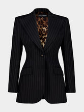 Dolce & Gabbana Black Single-Breasted Pinstripe Wool Jacket