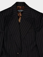 Dolce & Gabbana Black Single-Breasted Pinstripe Wool Jacket