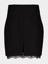 Dolce & Gabbana Black Wool Skirt with Lace Hem