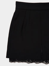 Dolce & Gabbana Black Wool Skirt with Lace Hem
