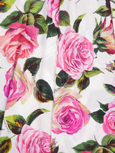 Dolce & Gabbana White Midi Skirt with Pink Floral Print