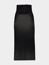 Dolce & Gabbana Black Satin Corset-Belt Midi Skirt