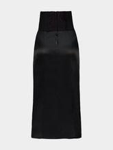 Dolce & Gabbana Black Satin Corset-Belt Midi Skirt