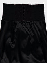 Dolce & Gabbana Black Satin Corset-Belt Midi Skirt