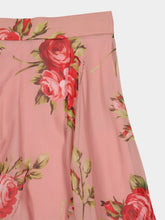 Dolce & Gabbana Pink Rose Bouquet Print Silk Skirt