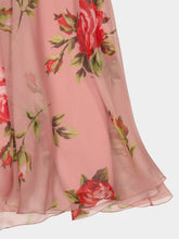 Dolce & Gabbana Pink Rose Bouquet Print Silk Skirt