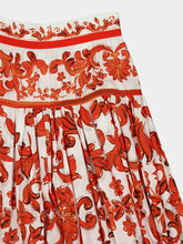 Dolce & Gabbana Orange Majolica Print Cotton Maxi Skirt