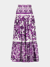 Dolce & Gabbana Majolica-Print Flounced Long Skirt