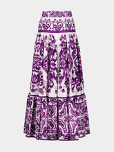 Dolce & Gabbana Majolica-Print Flounced Long Skirt