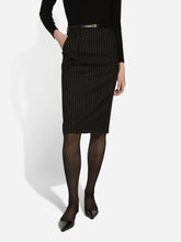 Dolce & Gabbana Black Pinstripe Wool Pencil Skirt