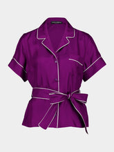 Dolce & Gabbana Violet Silk Belted Shirt