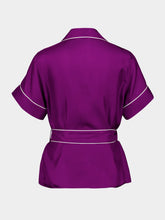 Dolce & Gabbana Violet Silk Belted Shirt