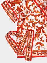 Dolce & Gabbana Orange Majolica-Print Silk Vanity Shirt