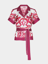 Dolce & Gabbana Majolica-Print Belted Silk Shirt
