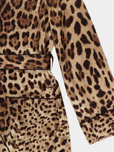 Dolce & Gabbana Leopard-Print Satin Pajama Shirt with Belt