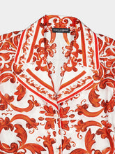 Dolce & Gabbana Orange Majolica Silk Vanity Shirt