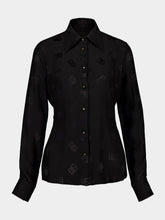 Dolce & Gabbana Black Silk Shirt with Logo Pattern