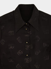 Dolce & Gabbana Black Silk Shirt with Logo Pattern