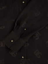 Dolce & Gabbana Black Silk Shirt with Logo Pattern