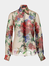 Dolce & Gabbana Pink Floral Chiffon Long-Sleeved Shirt