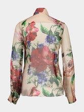 Dolce & Gabbana Pink Floral Chiffon Long-Sleeved Shirt