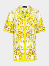 Dolce & Gabbana Majolica Print Short-Sleeved Silk Twill Shirt