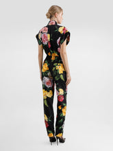 Black Silk Shirt with Peony & Rose Print | PDP - Fashion Clinic