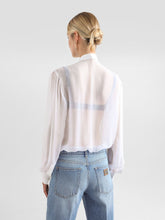 Dolce & Gabbana White Silk Chiffon Bow-Tie Shirt