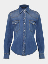 Dolce & Gabbana Blue Fitted Denim Shirt with Western Stitching