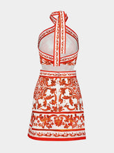 Dolce & Gabbana Orange Majolica Print Poplin Mini Dress
