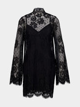 Dolce & Gabbana Black High Neck Lace Mini Dress