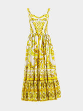 Dolce & Gabbana Majolica-Print Calf-Length Corset Dress
