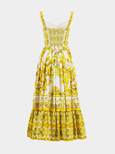 Dolce & Gabbana Majolica-Print Calf-Length Corset Dress