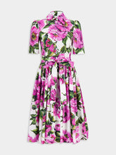 Dolce & Gabbana Peonie Fuchsia Cotton Midi Dress